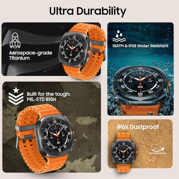 Galaxy Watch Ultra – Up to 100-Hour Battery, Powerful 3nm Processor, Dual GPS, Quick Button & Siren, Sapphire Glass with Titanium Build, 10ATM & IP68 Water Resistance, BP & ECG Monitoring, Energy Score & Body Age Tracking - FREE AIRPODS Available
